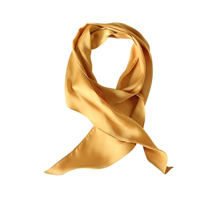 GERINLY Yellow Long Neckerchief Pure Mustard Skinny Scarf Necktie for 50's Costume Party Hair Scarf Belt Gold Scarves (Yellow) - Image 1